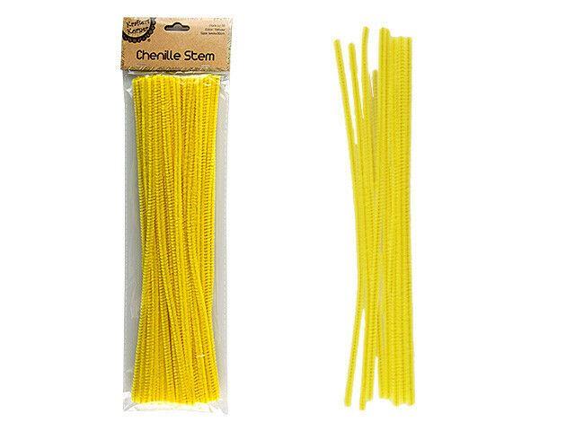 50X Yellow Pipe Cleaners Chenille Stems Pipe Cleaner Stick Plain Colou